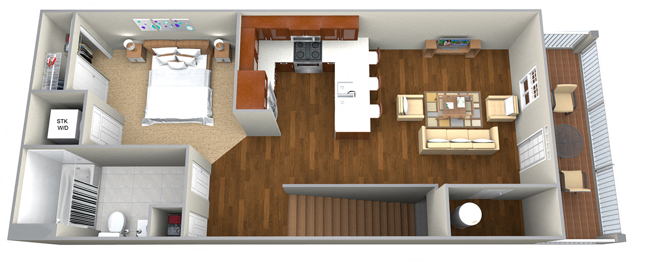 Floor plan for studio, 1 bath, 587 sqft